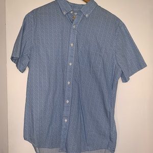 Button up blue designed shirt